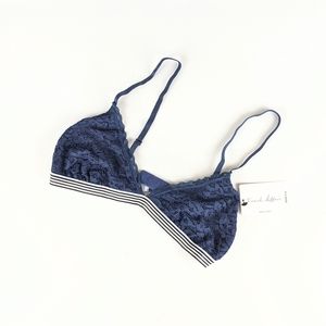 FRENCH AFFAIR Lace & Stripe Band Bralette
